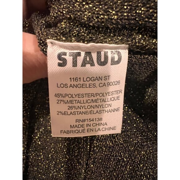 STAUD RAQUEL DRESS METALLIC GOLD LONG SLEEVE SIZE M - Picture 8 of 10